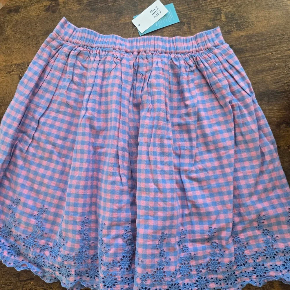 Gap‎ Kids Sarah Jessica Parker Gingham Eyelet Bunny Skirt Pink Blue XXL NWT